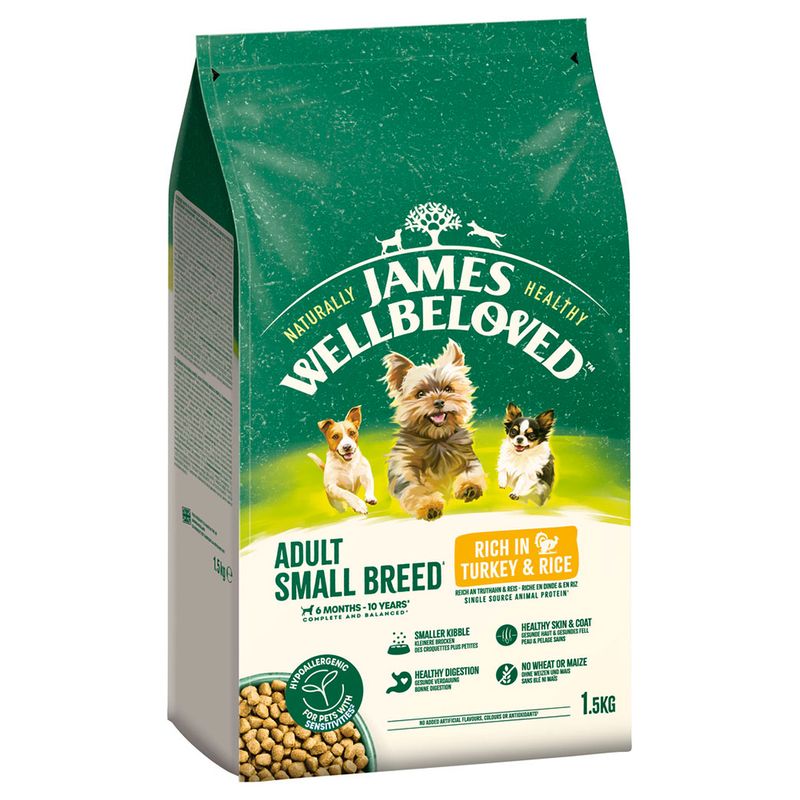 James Wellbeloved Adult Small Breed Hypoallergenic Turkey & Rice 1.5kg
