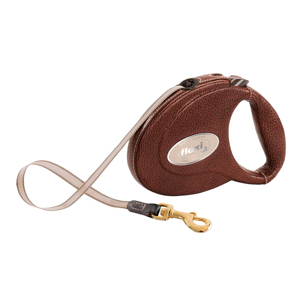 flexi Leather Harness Leash - Dark Brown - 5m Size M: up to 25kg