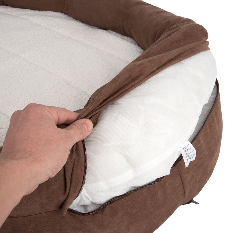 Oval Memory Foam Dog Bed - Brown 100 x 65 x 24 cm (L x W x H)