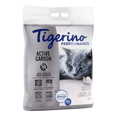 Tigerino Performance Active Carbon Cat Litter – Febreze Fresh Linen Scent 12kg