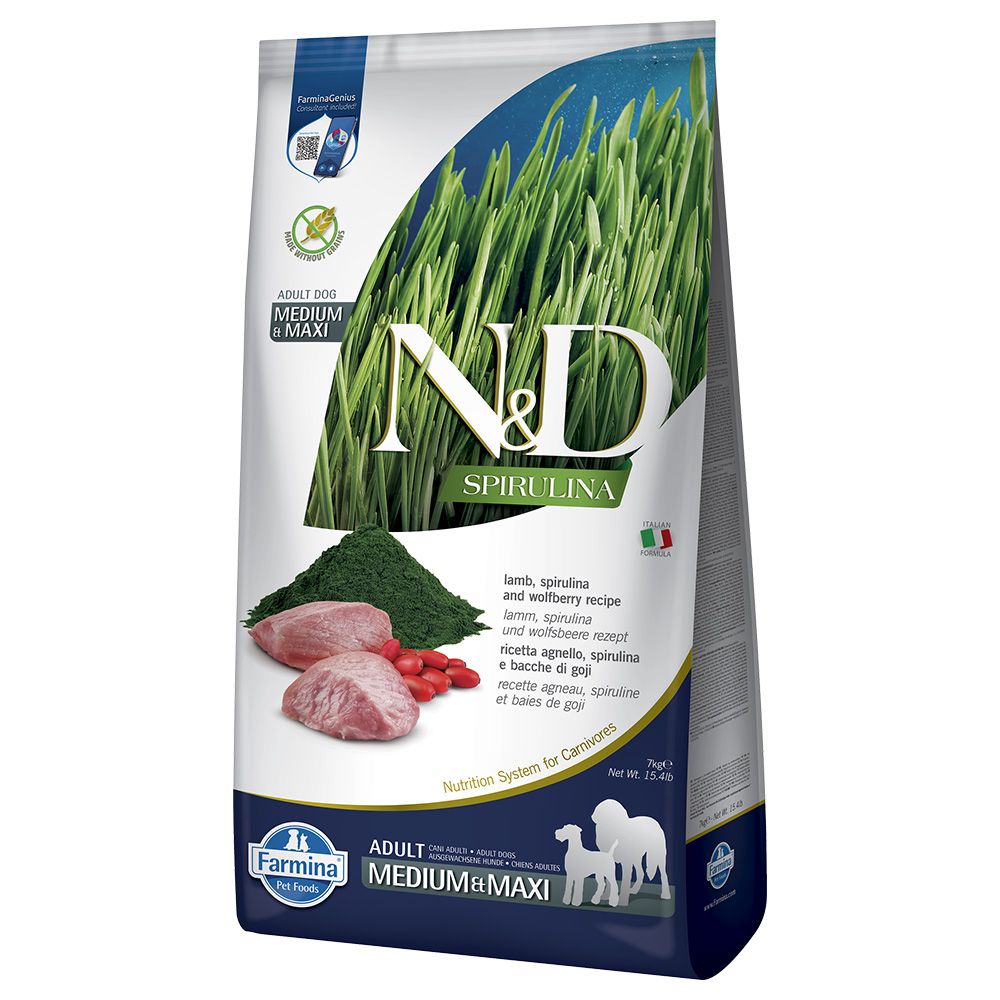 N&D Spirulina Adult Medium/Maxi with Lamb 7kg