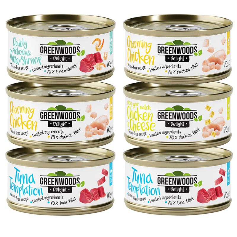 Greenwoods Delight Mixed Trial Pack Chicken / Tuna 6 x 70g Mix: 4 Varieties (Chicken / Tuna)