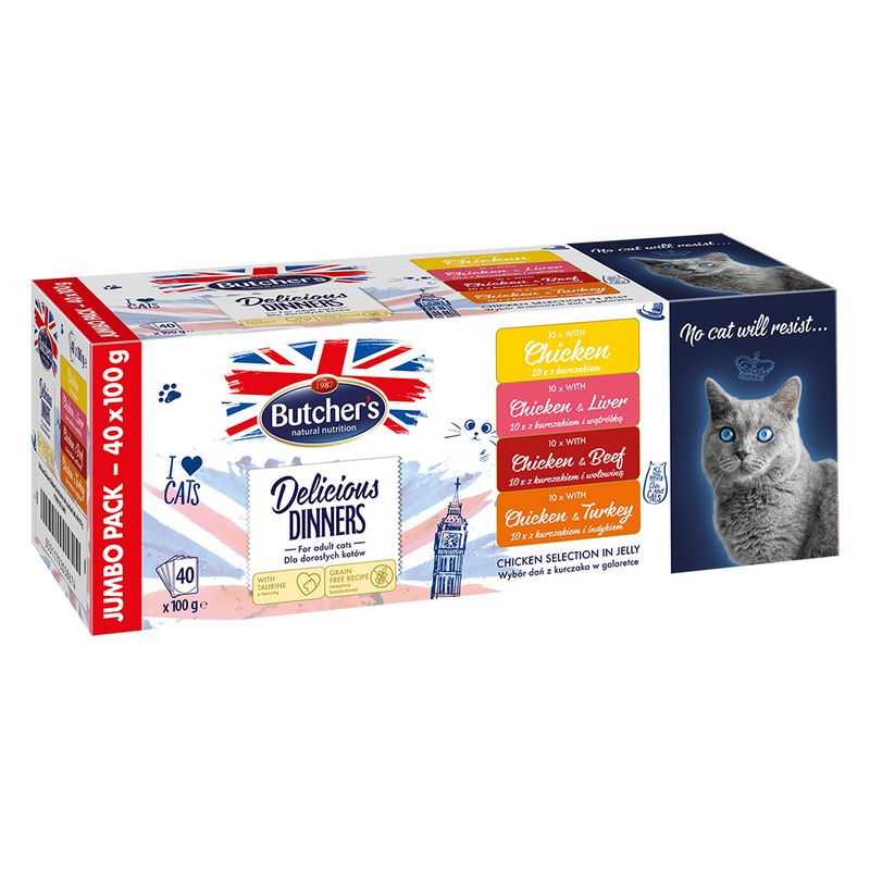 Butcher's Delicious Dinners Mega Pack 40 x 100g Chicken Selection in Jelly