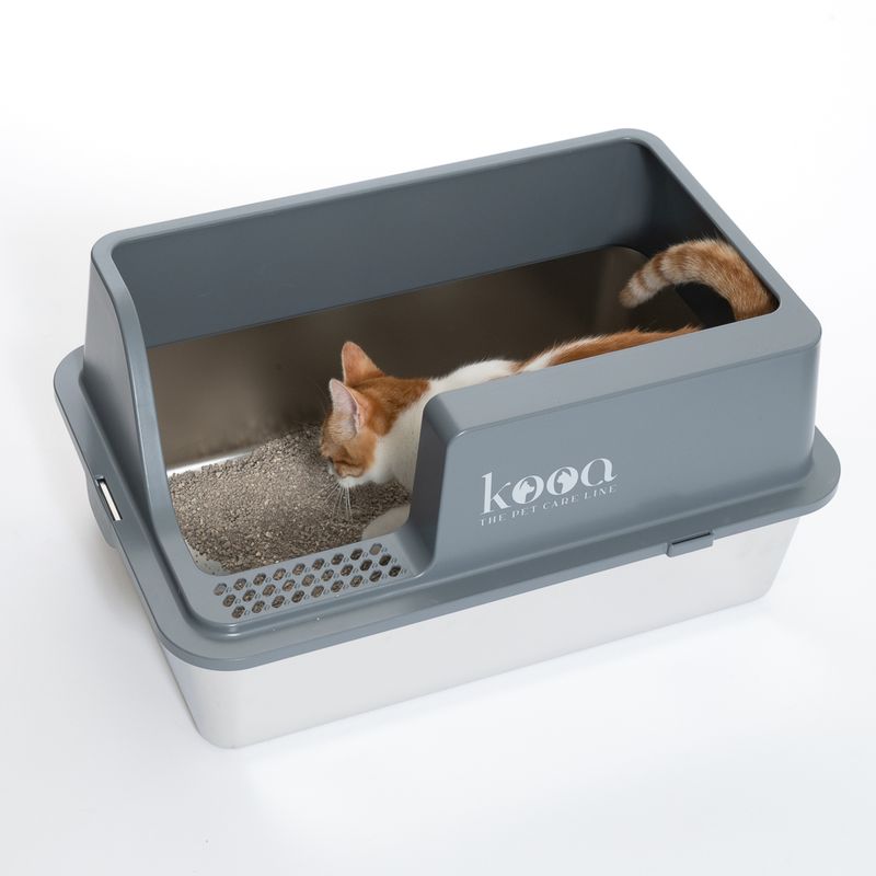 kooa Stainless Steel Litter Box Grey