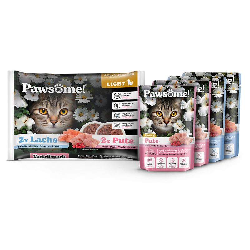 Pawsome Adult Light 4 x 85g Turkey & Salmon