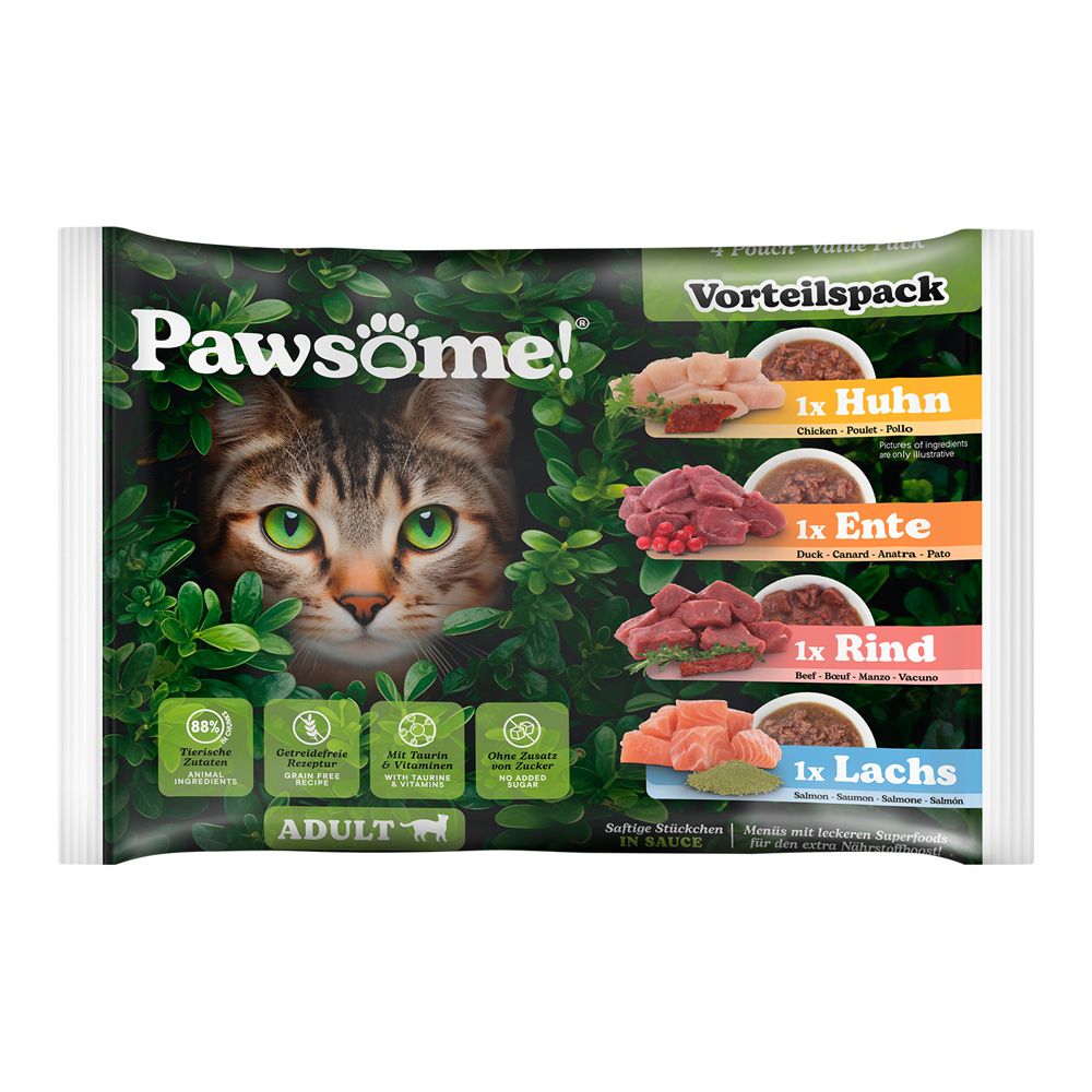 Pawsome Adult Cat 4 x 85g Beef