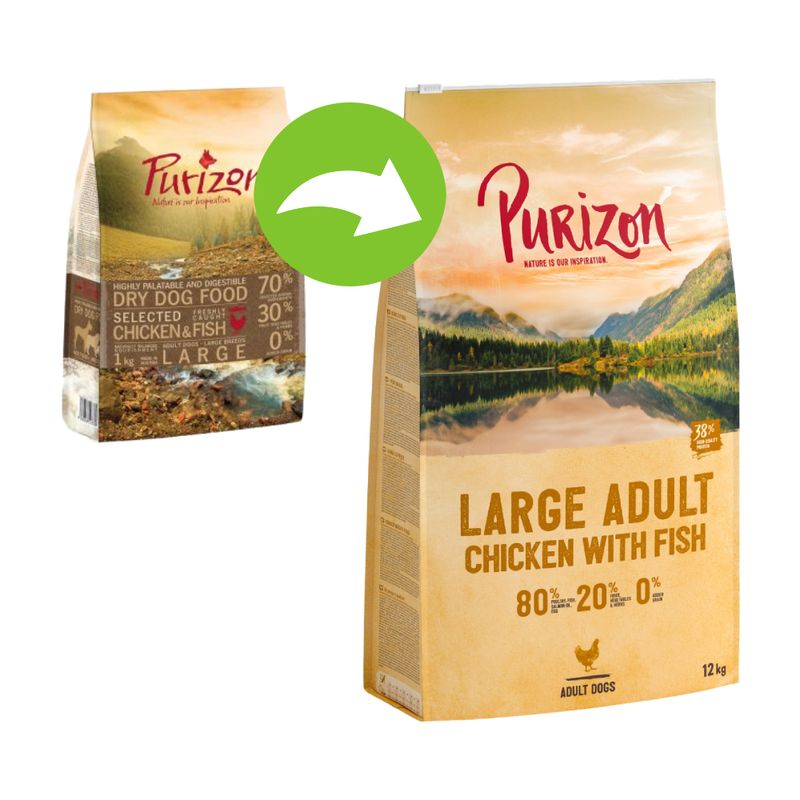 Purizon Adult Large Breed Dog – Grain-Free Chicken & Fish 12kg