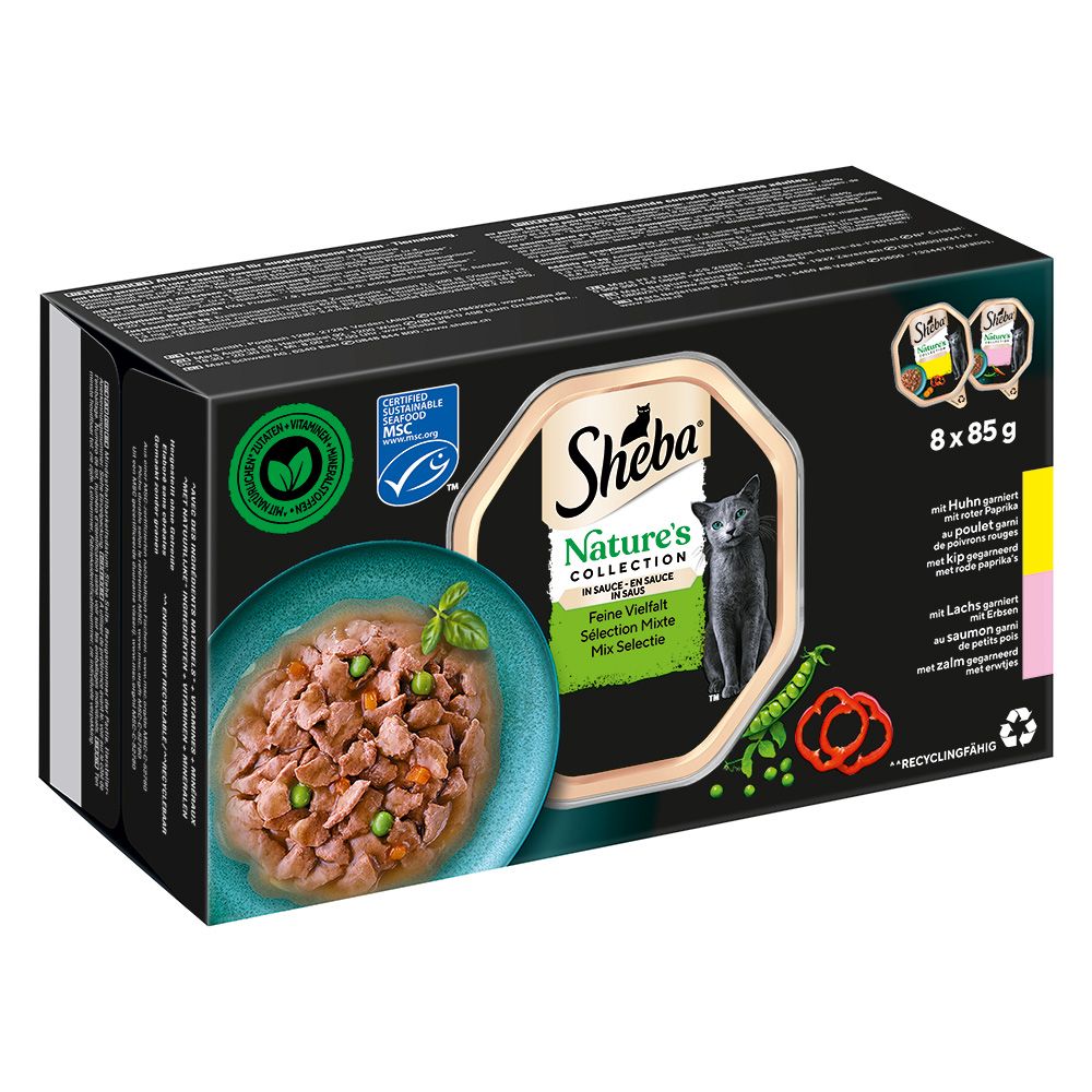 Sheba Nature's Collection in Sauce 32 x 85g Poultry Selection (Chicken with Red Pepper, Turkey with Carrot)