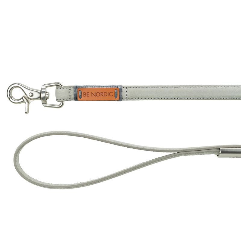 Trixie BE NORDIC Leather Lead – Light Grey XS-S: 120cm length, 15mm width