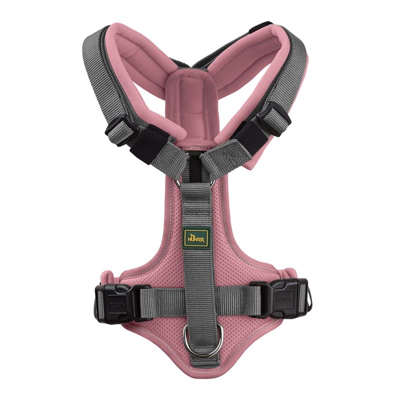 HUNTER Maldon Harness - Dusky Pink/Grey Size M: 53 - 71cm chest circumference, belt width 25mm