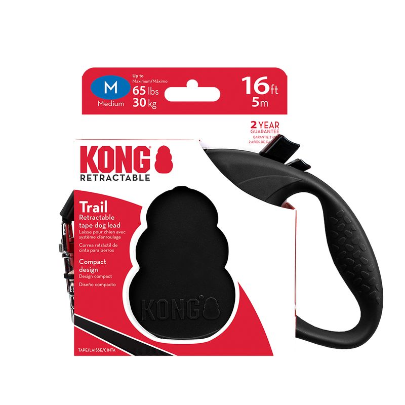 KONG Trail Retractable Leash - Black Size M: up to 30kg, leash length approx. 5m