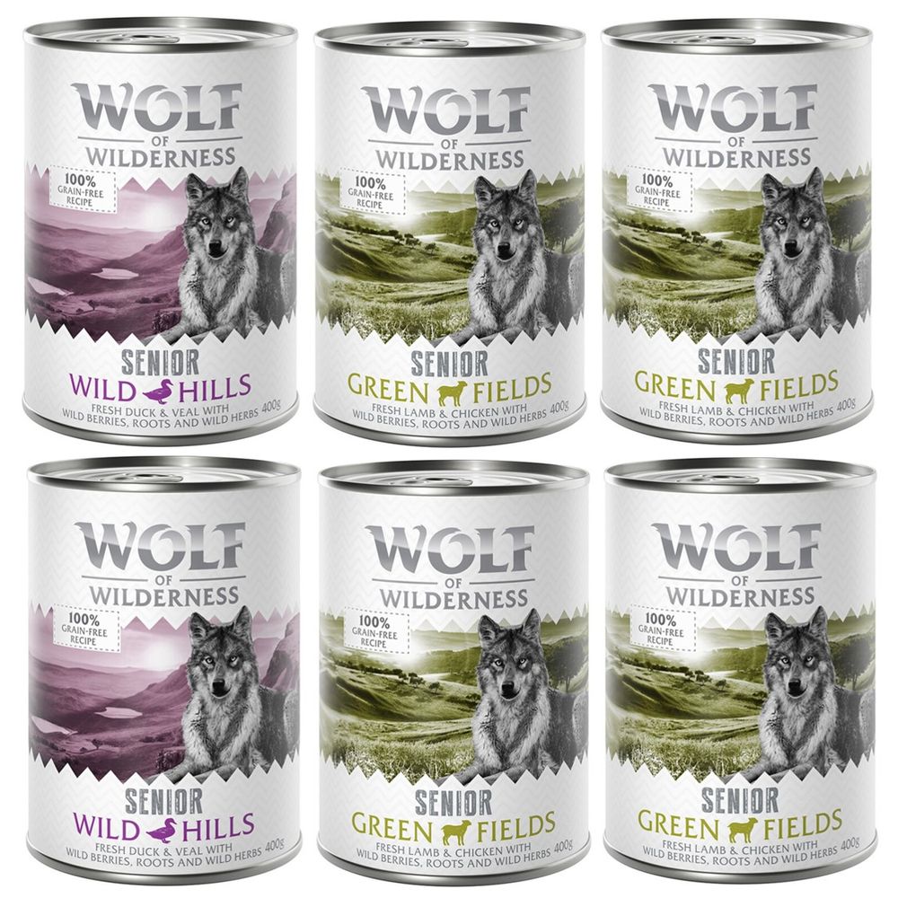 Wolf of Wilderness Senior 6 x 400g Green Fields - Lamb & Chicken