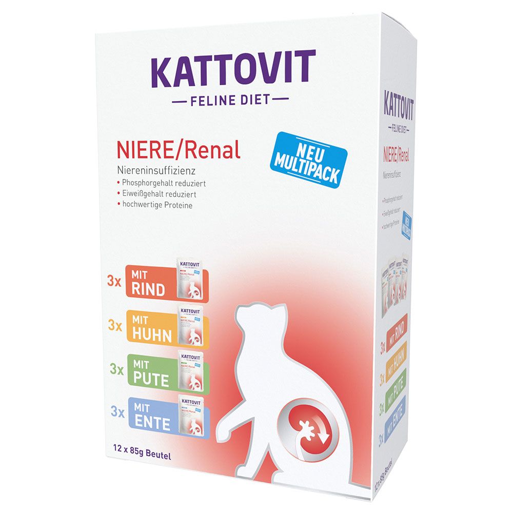 Kattovit Kidney/Renal Pouches Mixed Pack 12 x 85g