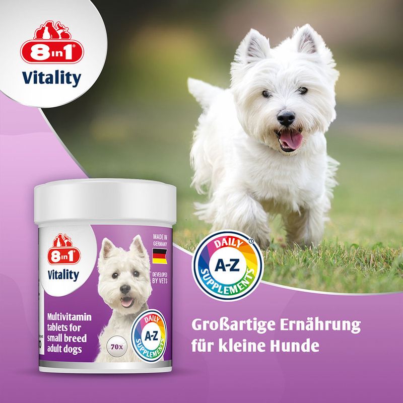 8in1 Vitality Multivitamin Tablets for Small Breeds 70 Tablets