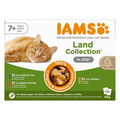 IAMS Advanced Nutrition Senior 7+ Land Collection in Jelly 12 x 85g (3 Flavours)