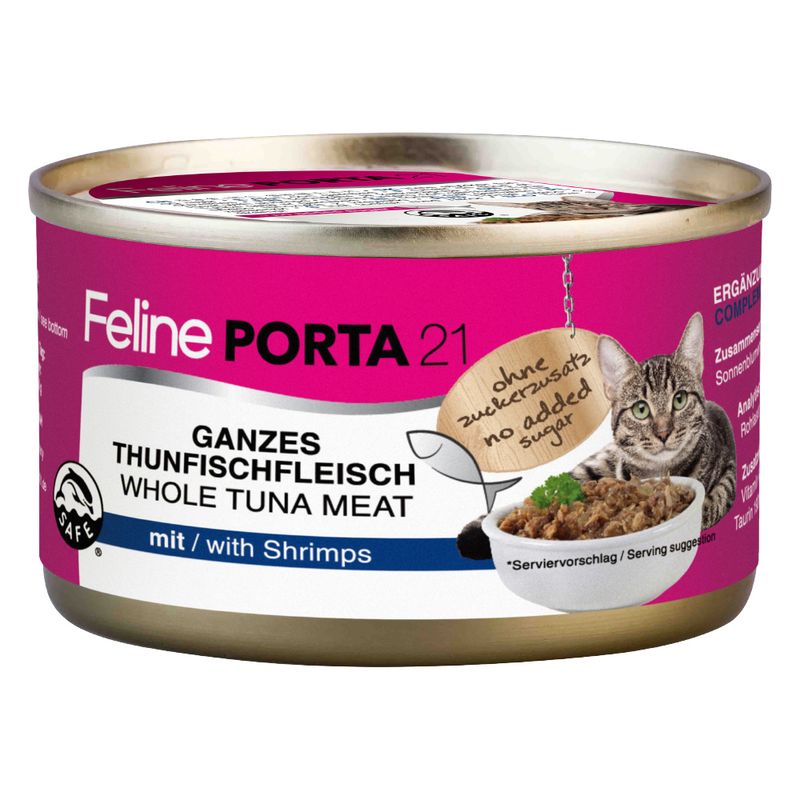 Feline Porta 21 - 6 x 90g Whole Tuna with Shrimps