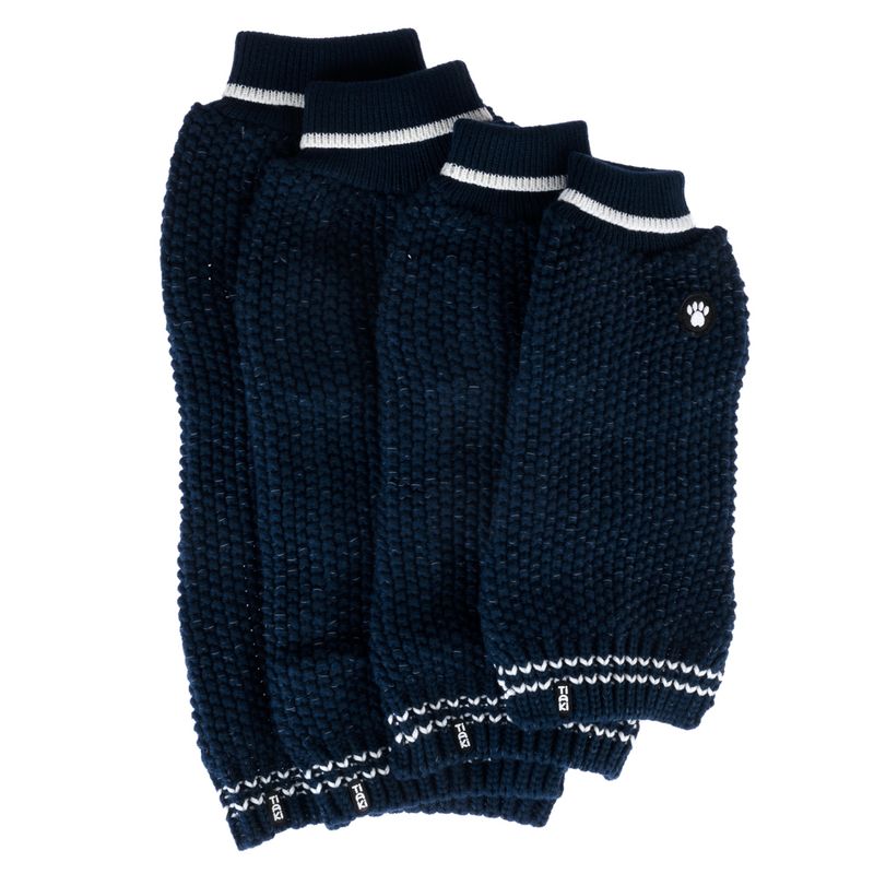 TIAKI Reflective Knit Dog Jumper - Dark Blue approx. 35cm Back Length