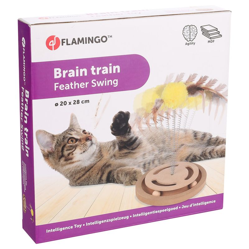 Flamingo Kitty Brain Train with Feathers Cat Toy 1 Toy