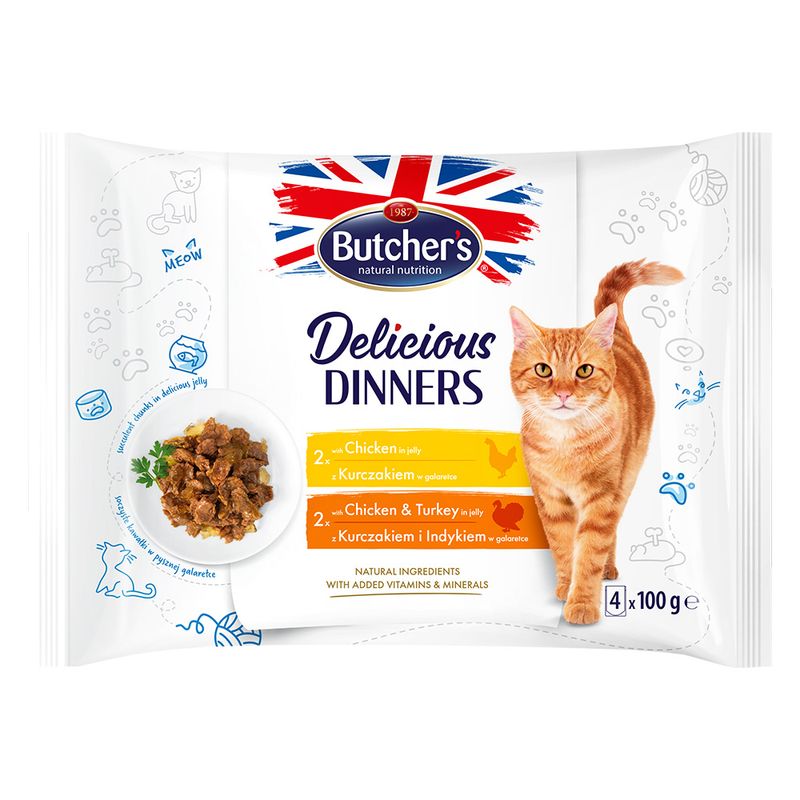 Megapack Butcher's Delicious Dinners 64 x 100g Mix: Chicken & Liver, Chicken & Beef