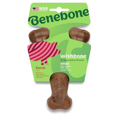 Benebone Wishbone Bacon Small: approx. 17.5 x 10 x 4cm (L x W x H)