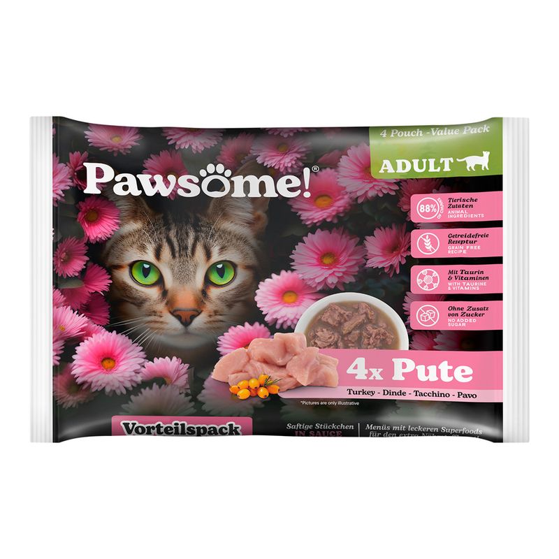 Pawsome Adult Cat Saver Pack 8 x 85g Beef
