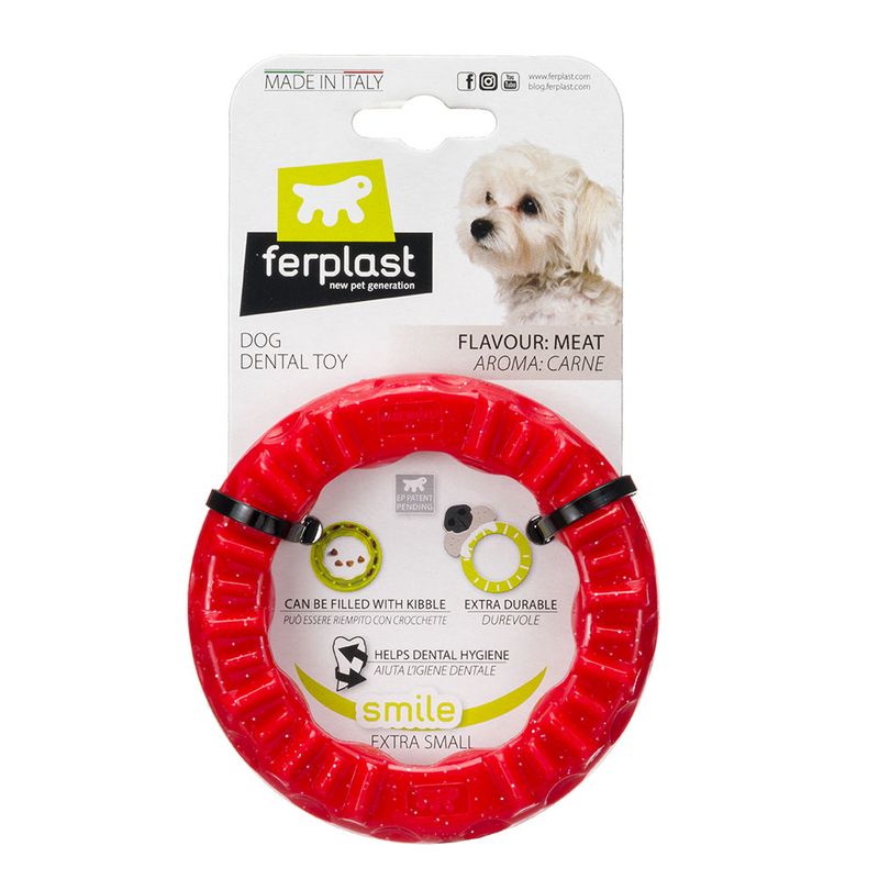 Ferplast Smile chewing ring, red Size S: diameter 12 x H 2.4 cm