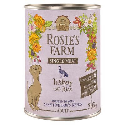 Rosie's Farm Single Meat Adult 6 x 395g Turkey & Rice