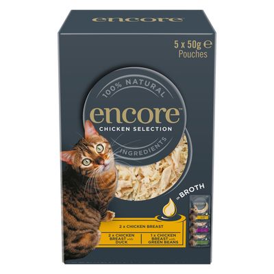 Encore Cat Pouch in Broth 5 x 50g Chicken Selection (3 Varieties)