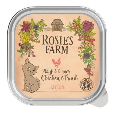 Rosie's Farm Kitten Playful Dinner with Chicken & Trout 16 x 100g