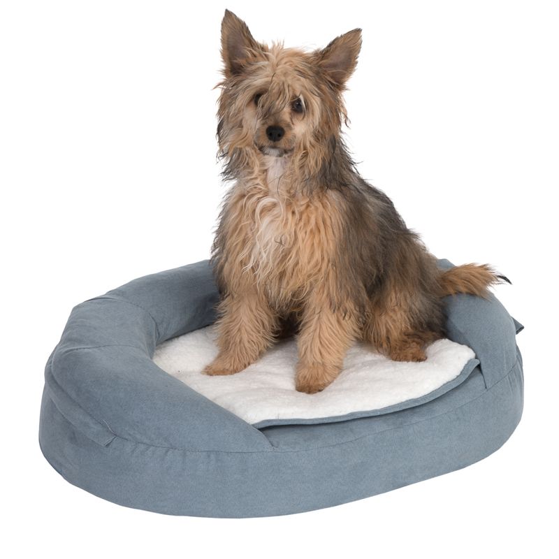 Oval Memory Foam Dog Bed, grey-blue 72 x 50 x 20 cm (L x W x H)