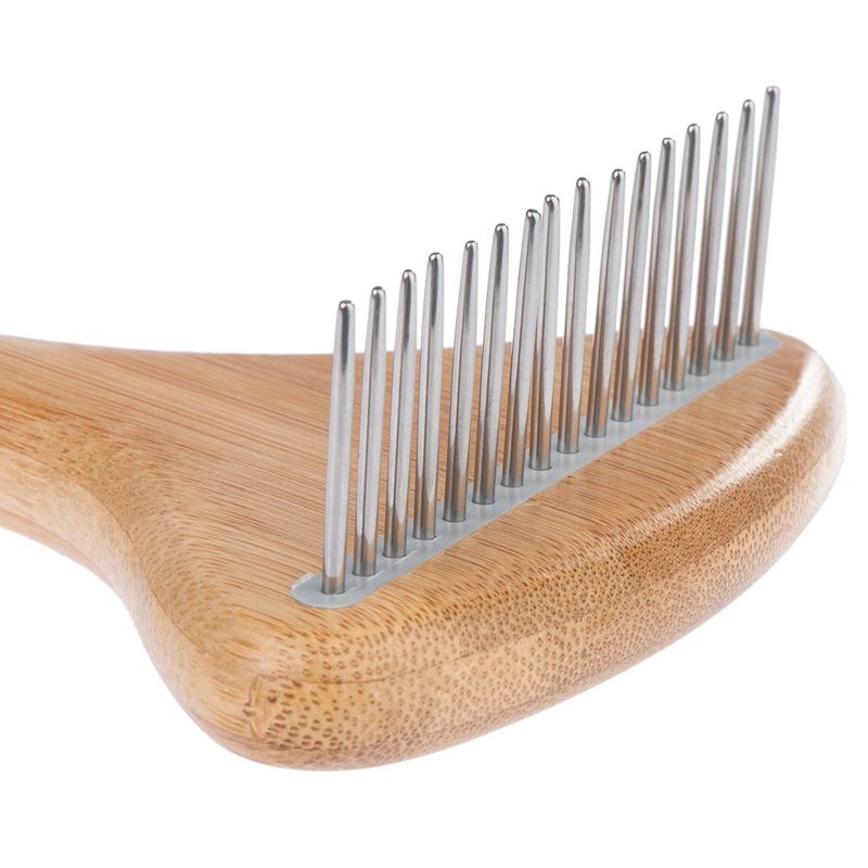 kooa Bamboo Undercoat Rake with Rotating Pins 17.5 x 10cm (L x W)