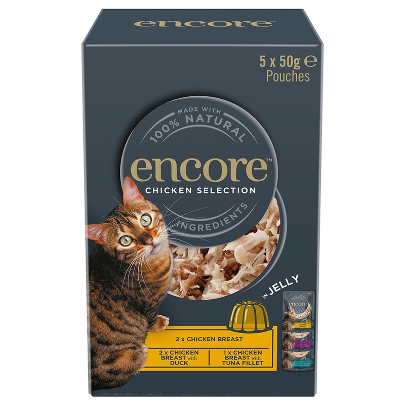 Encore Cat Jelly Pouch Multipack 5 x 50g Chicken Selection 1 (3 varieties)