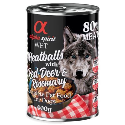 alpha spirit Dog Meatballs 6 x 400g Red Deer & Rosemary