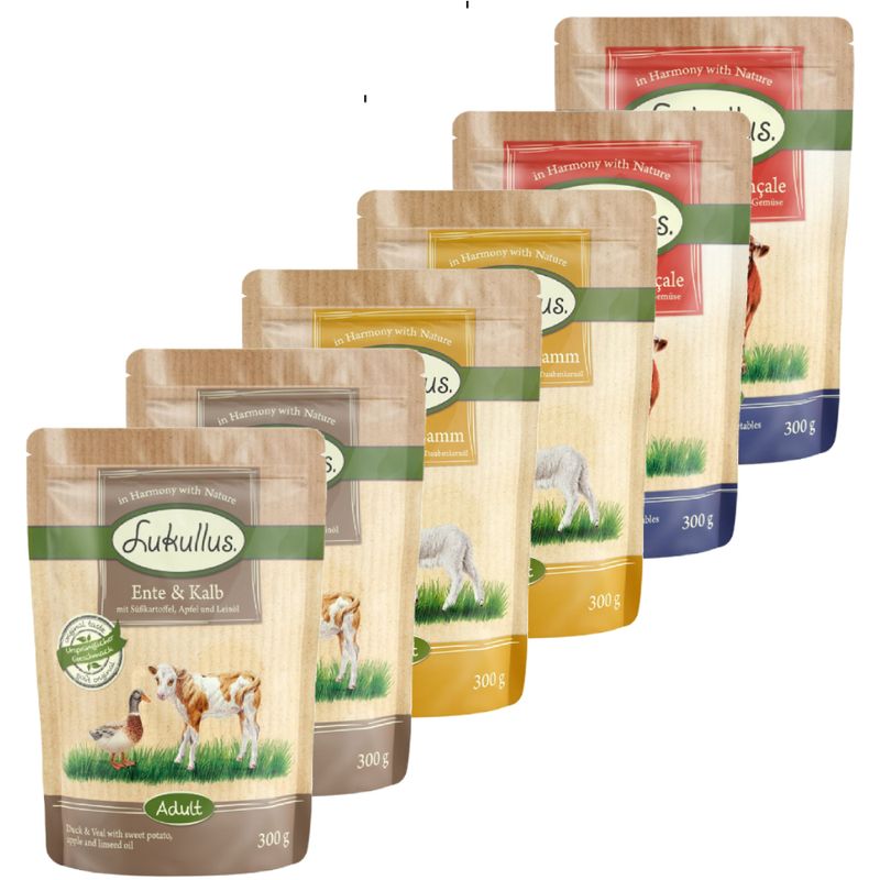 Lukullus Pouches Mixed Trial Pack 6 x 300g Mediterranean Mixed Trial Pack