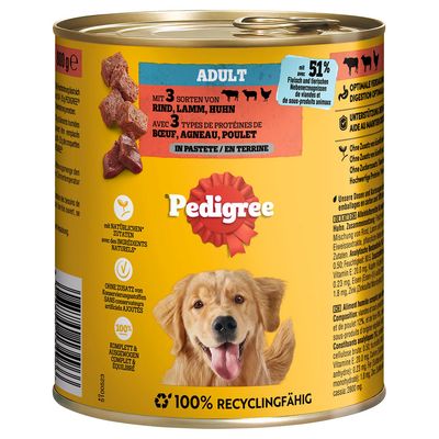 Pedigree Classic 12 x 800g Beef, Lamb & Chicken in Pâté