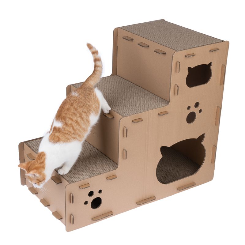 TIAKI Scratching Stairs Puzzle for Cats 70 x 40 x 60 cm (L x W x H)