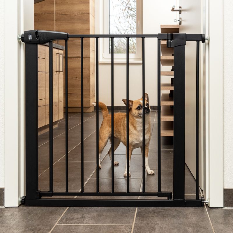 TIAKI Black Dog Gate with 7 cm Extension Height 76 cm, width 75 to 82 cm