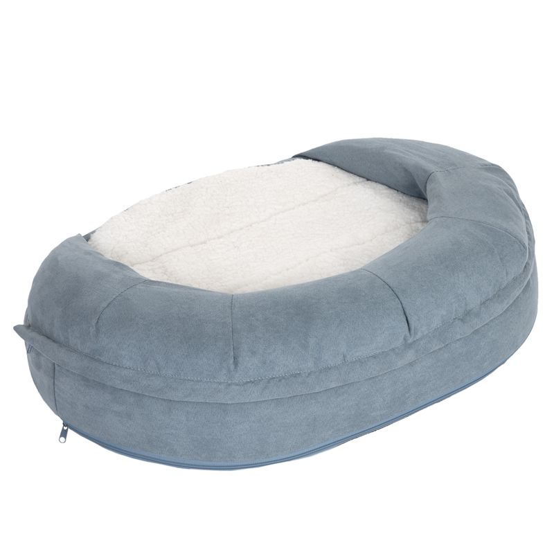 Oval Memory Foam Dog Bed, grey-blue 72 x 50 x 20 cm (L x W x H)