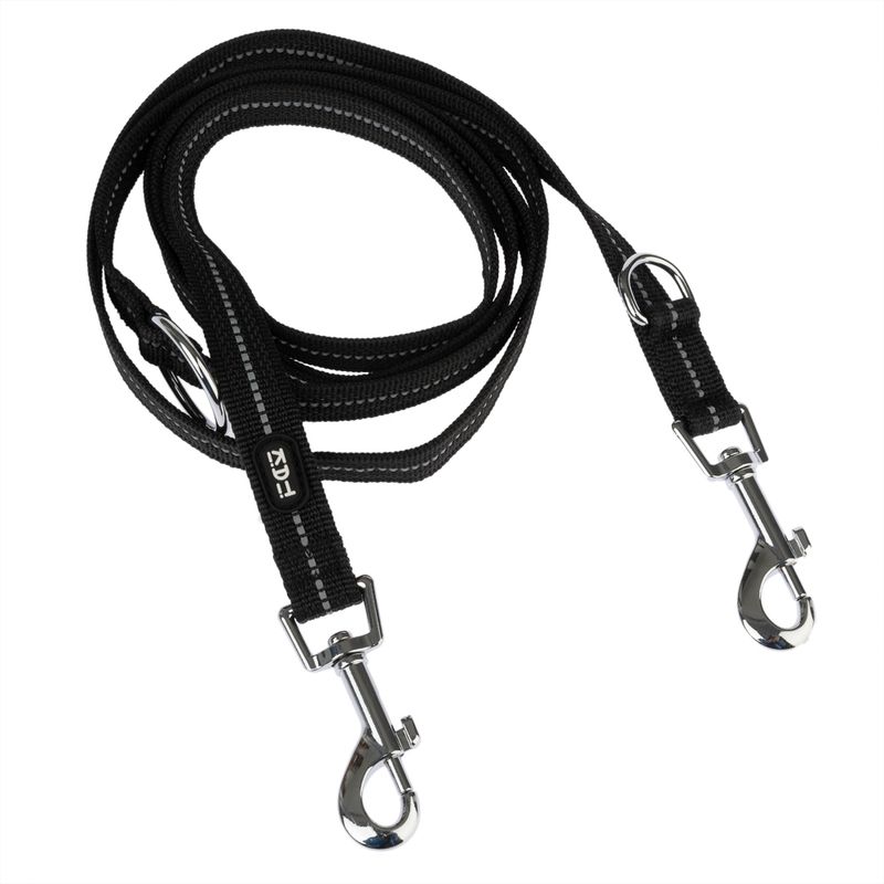 TIAKI Reflective Rubber Dog Leash, black 200 cm long, 20 mm wide