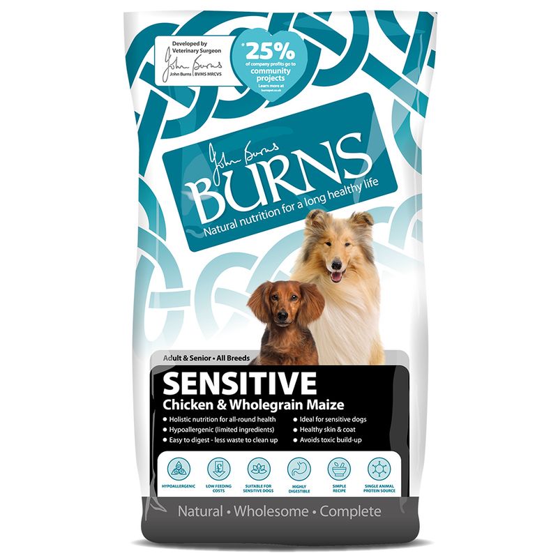 Burns Adult & Senior Sensitive - Chicken & Wholegrain Maize 6kg
