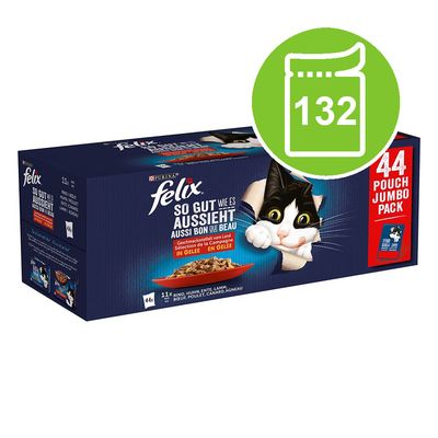 Felix As Good As It Looks Mega Pack 132 x 85g Meat Menus in Jelly