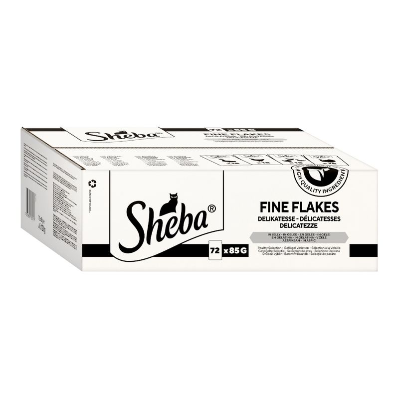 Sheba Pouches Saver Pack 144 x 85g Fine Flakes Poultry Selection in Jelly