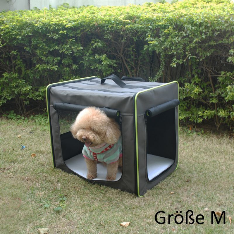 First Class Basic Transport Crate Size S: 53.5 x 38 x 46cm (L x W x H) Grey-Brown & Neon Green