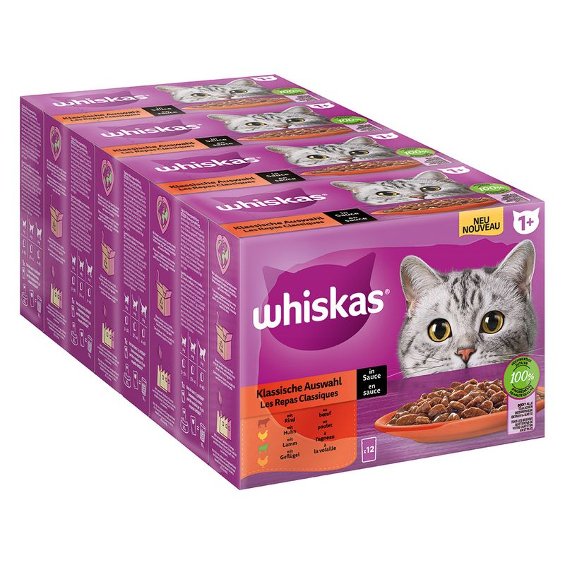 Whiskas 1+ Adult Pouches Saver Pack 48 x 85g Poultry Feasts in Jelly
