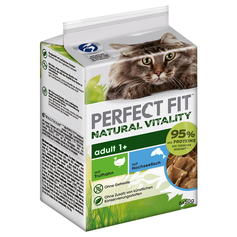 Perfect Fit Natural Vitality Adult 1+ Wet Cat Food Ocean Fish & Turkey (6 x 50g)