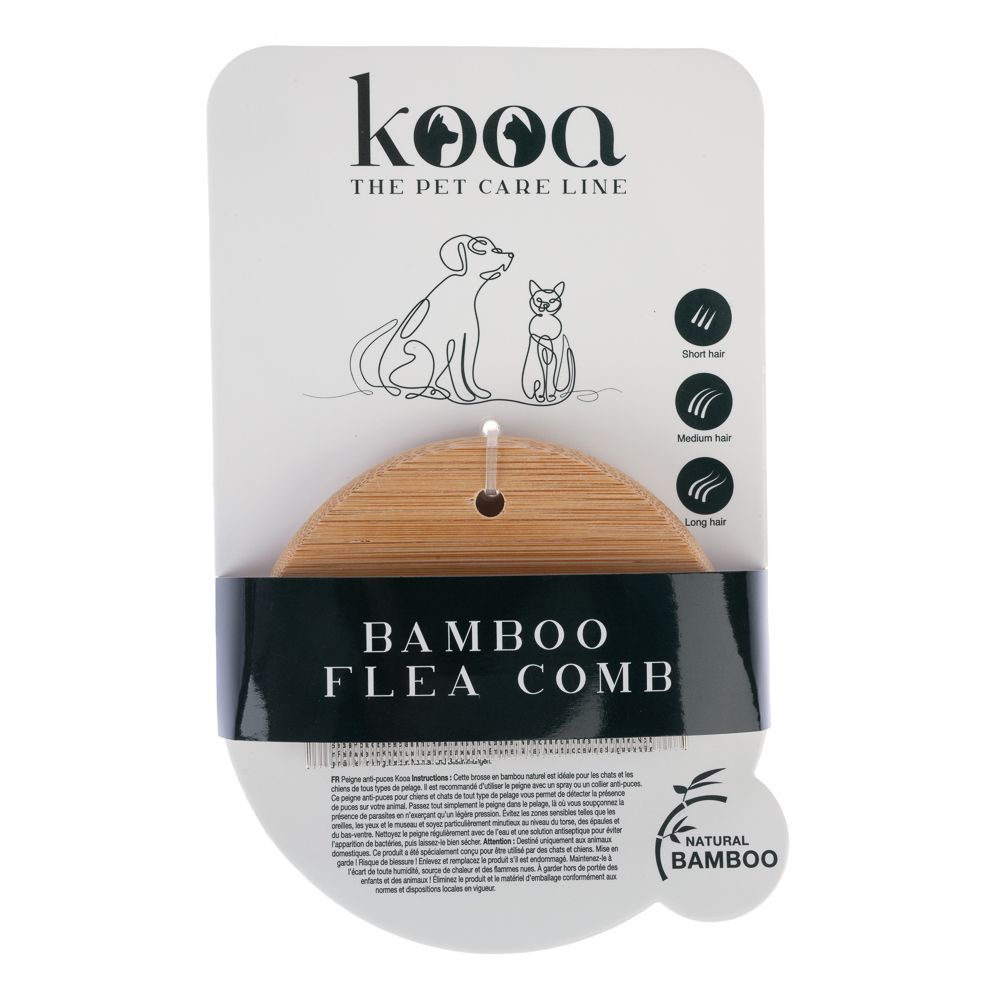 kooa Bamboo Flea Comb 10 x 6.7 x 1 cm (L x W x H)