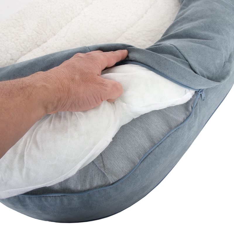 Oval Memory Foam Dog Bed, grey-blue 72 x 50 x 20 cm (L x W x H)