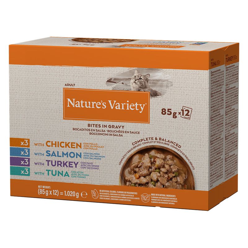Nature's Variety Bites in Gravy Saver Pack 48 x 85g Mixed Pack (4 Varieties)
