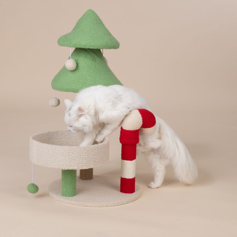 TIAKI Candy Cane Scratching Tree White/Red/Green