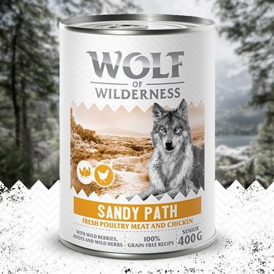 Wolf of Wilderness Senior 6 x 400g - With lots of fresh poultry Mixed Pack (2x Sandy Path, 2x Stony Creek, 2x Muddy Routes)